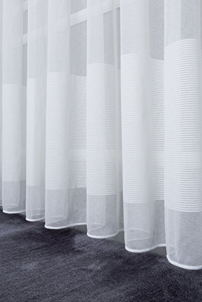 Brillant Keten Etek İnce Çizgili Yumuşak Ütü İstemez Kırışmaz Yeni Sezon Salon Oda Tül Perdesi