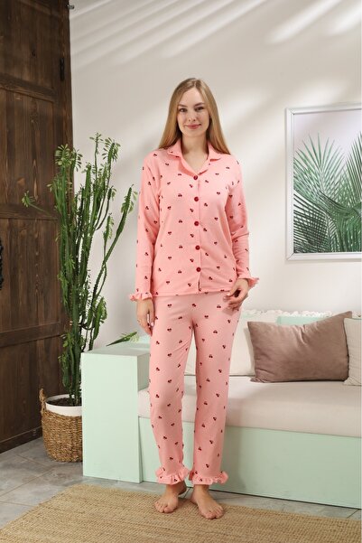 LİLA İÇ GİYİM Bürümcük Long Sleeve Pajama Set - Pink