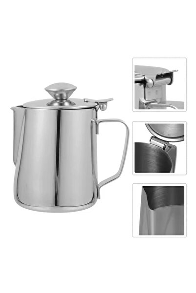 cc bin shihon 1000ml milk pitcher with lid for preparing coffee and lattes; stainless steel coffee milk frother