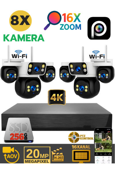SONREİR XCAMPRO 8 Kameralı 20MP NVR Güvenlik Kamerası Seti (256GB SSD Dahil) ...