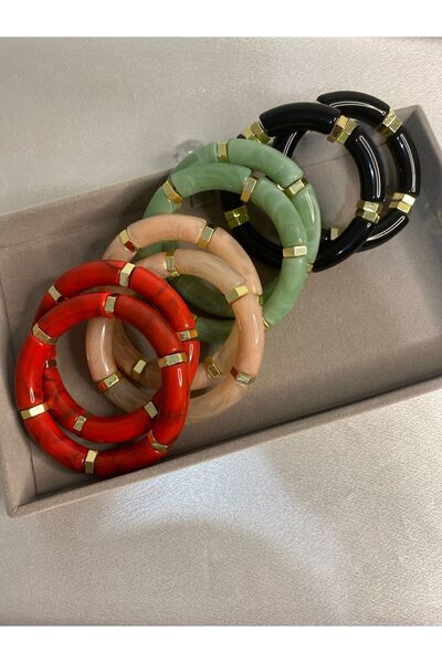 BIJUTERI Gold Detailed Elastic Bone Bracelet