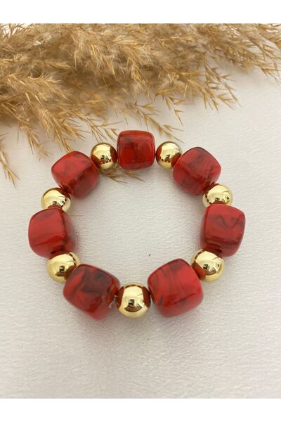 BIJUTERI Gold Top Detailed Bone Elastic Bracelet