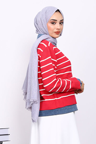 İmajButik Fuchsia Buttoned Denim Detailed Knitwear Cardigan