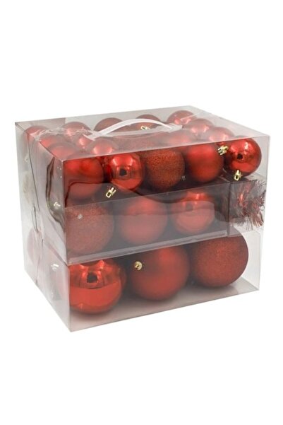 OEM Set globuri roșii de Crăciun, sclipici mat și strălucitor, 4-6-8-10 cm, 5...