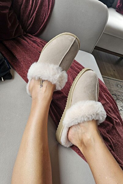 Topukla Footwear 50 01 Topukla Kadın Dışı Hakiki Deri İçi Hakiki Kürklü Ev pa...