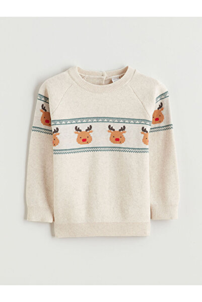 LC Waikiki Ecru Crew Neck Baby Boy Sweater