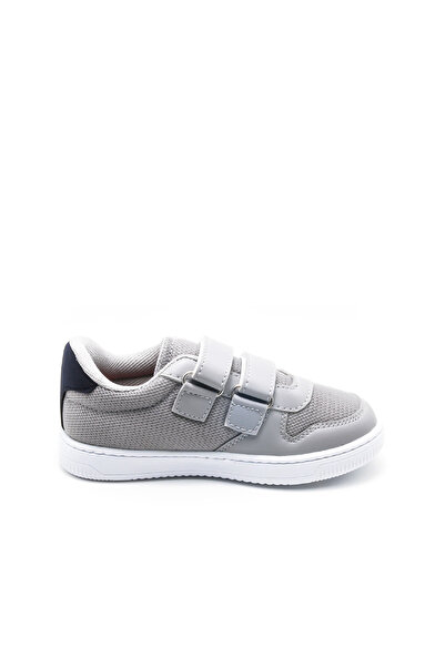 KU&PA SHOES Burber Gray Kids Children Unisex Sneaker Leather-Look Casual Sports Shoes Lace-Up Velcro Kp-6002