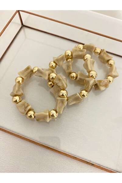 BIJUTERI سوار مطاطي من العظم مع تفاصيل ذهبية