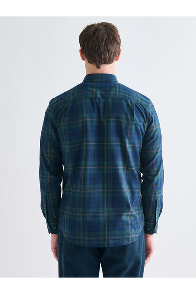 LC Waikiki Green Regular Fit Long Sleeve Plaid Gabardine Men's Shirt