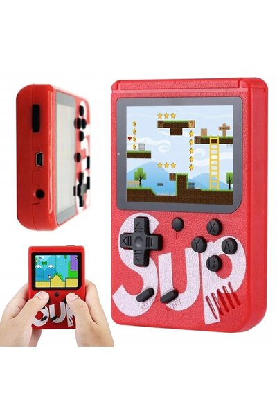 stuffix Mini portable retro console, 400 games, rechargeable battery, Red