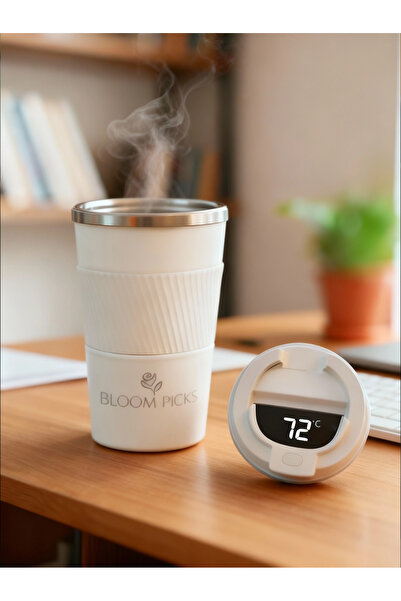 BLOOMPİCKS 380 ml Stylish Design Double-Layer Stainless Steel Thermos Cup Leak-Proof Hot-Cold Vehicle Compatibility