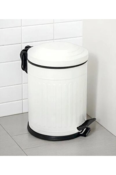 Begin Power Vintage 5 Lt Trash Can with Slow-Close Lid for Office Kitchen Bathroom Balcony White