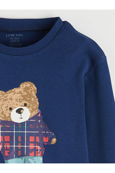 LC Waikiki Navy Blue Bear Teddy Printed Baby Boy Pajama Set