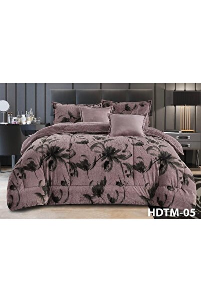 Generic Winter bedspread set consisting of 6 pieces, luxurious double-sided velvet and faux fur.