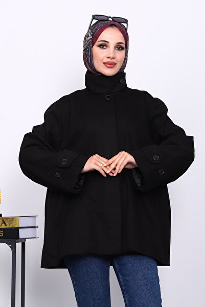 İmajButik Black Buttoned Lined Gabardine Jacket