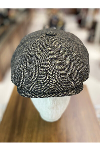 Göksu Şapka Men's Winter Cap British Style Peaky Blinders Newsboy Trend 8 Panel Cap Herringbone