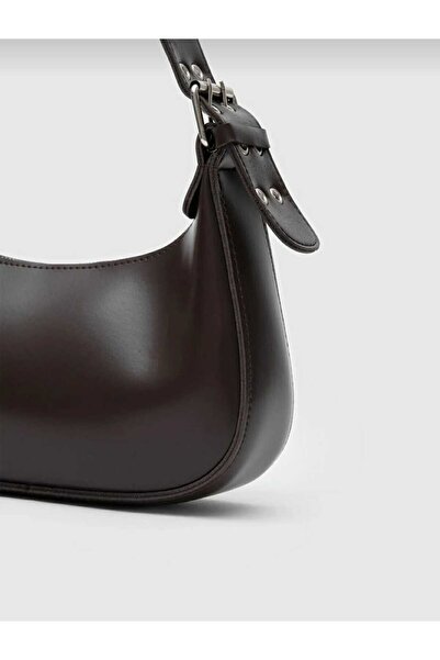 DEMİROĞLU EV TEKSTİL Oval Baguette Shoulder Bag Bitter Coffee