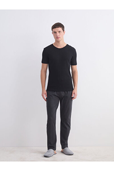 LC Waikiki Black Crew Neck Short Sleeve Thermal Men's Undershirt