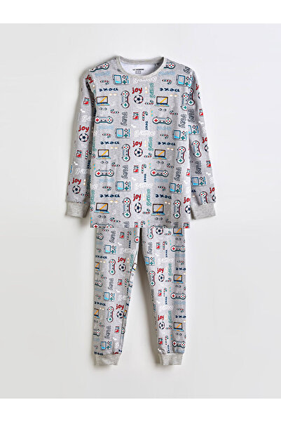 LC Waikiki Gray Crew Neck Boys' Pajamas Set
