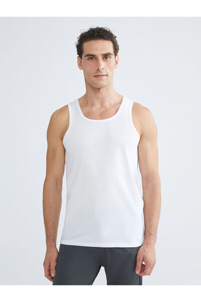 LC Waikiki White U-Neck Combed Cotton Men's Undershirt Set of 2