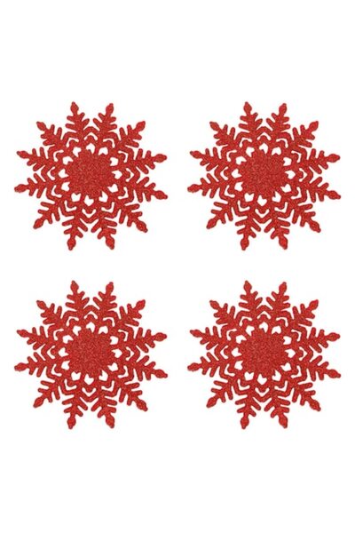OEM Christmas Felt Coaster Set Snowflake Red with Glitter 12cm - 4 pcs