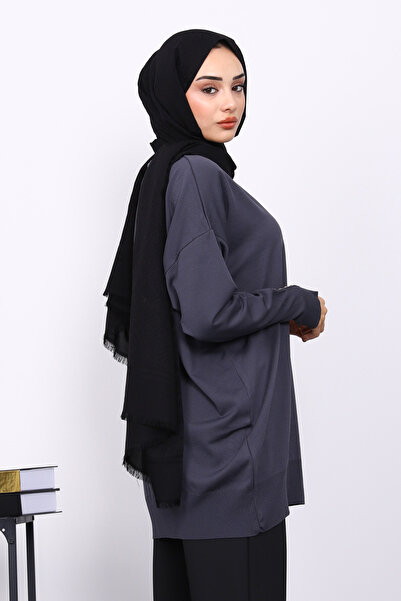 İmajButik Smoked Crew Neck Knitwear Tunic