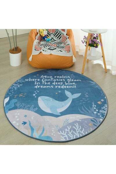 Generic Joy Sea World Ben Whale Printed Flannel Rug 120 x 120 cm