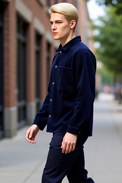 PayBuy Men's Winter Comfortable and Stylish Fleece Textured Long Sleeve Shirt Jacket Casual Combinations Functional