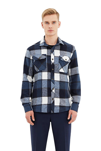 PayBuy Men's Lumberjack Style Plaid Pattern Winter Jacket Shirt Double Pockets Relaxed Fit Daily Use