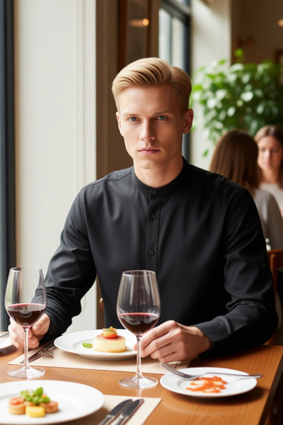 PayBuy Men's Slim Fit Judge Collar Plain Pattern Long Sleeve Cotton Linen Look Stylish Casual Shirt Sports