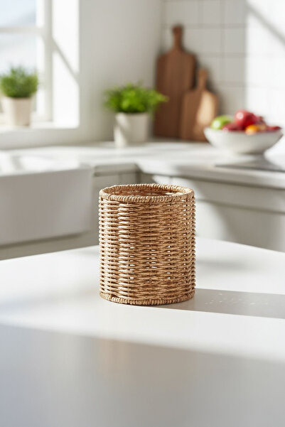 Kitchen Life Hand Braided Rattan Look Kitchen Spoon Rest and Organizer