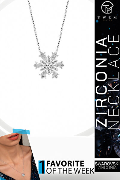 Twem Silver قلادة ندفة الثلج من الزركونيا من سواروفسكي |   بريق الليل الثلجي