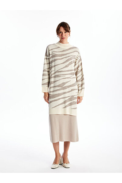 LC Waikiki Half Turtleneck Patterned Women's Knitwear Tunic