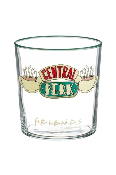 OEM Glass with Friends "Central Perk" print and green rim, 380 ml
