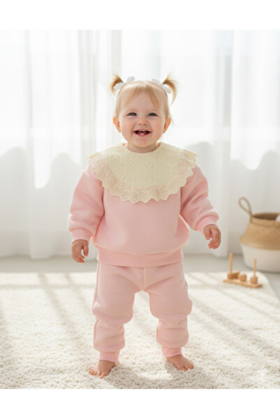 VEGAMOD Winter Baby Girl Brode Collar with Fleece Fleece-Lined Sets 6-9-12-18-24 Months