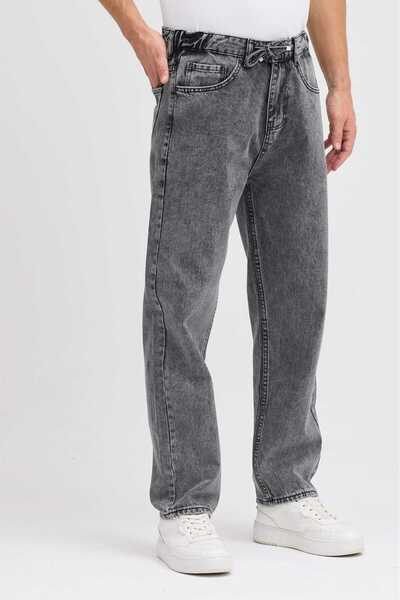 Osyday Men's Baggy Fit Relaxed Cut Pants Non-Lycra Fabric with Lace-Up Detail on the Waistband and Elastic Detail