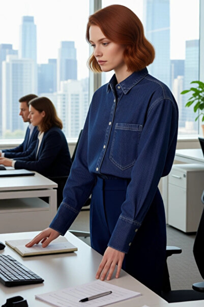 PayBuy Women's Oversized Liyosel Denim Shirt Becomes a Timeless and Functional Member of Modern Wardrobes