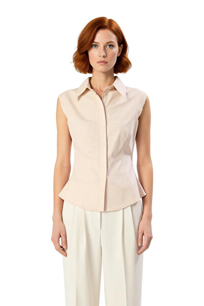 PayBuy Women's Striped Sleeveless Shirt Jacket Cut Functional Durable Quality Comfortable Aesthetic Stylish