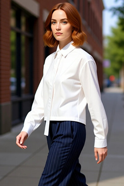 PayBuy Women's Scarf Detailed Crop Shirt Combines Modern Cutting with Elegance and Comfort, High Quality