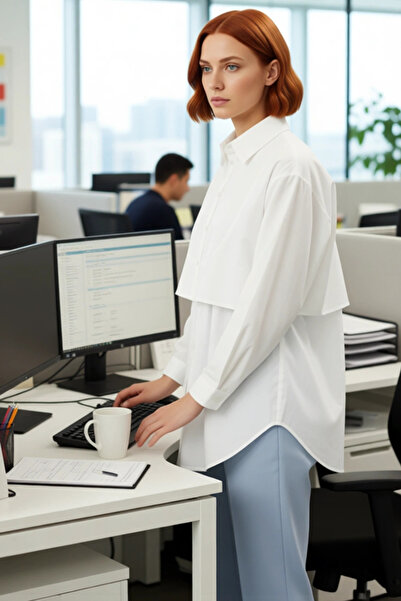 PayBuy Women's Long Sleeve Regular Fit Fold Detail Plain Woven Shirt Casual Elegance Women's Clothing Stylish