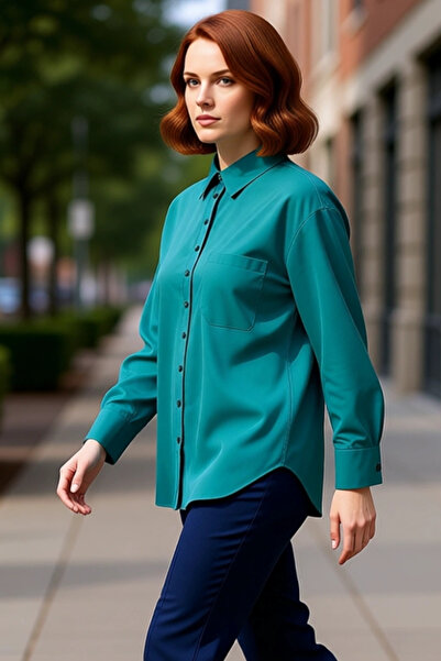 PayBuy Women's Long Sleeve Relaxed Fit Woven Shirt a Piece Offering Everyday Elegance and Comfortable Wear