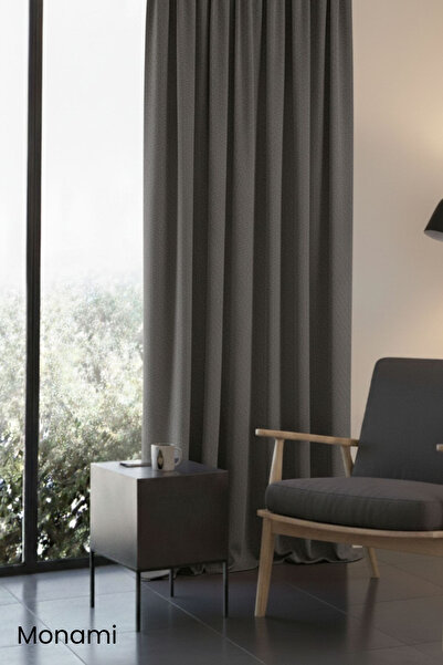 Monami Luxury First-Class Honeycomb Velvet Textured Gray Island Floor Curtain