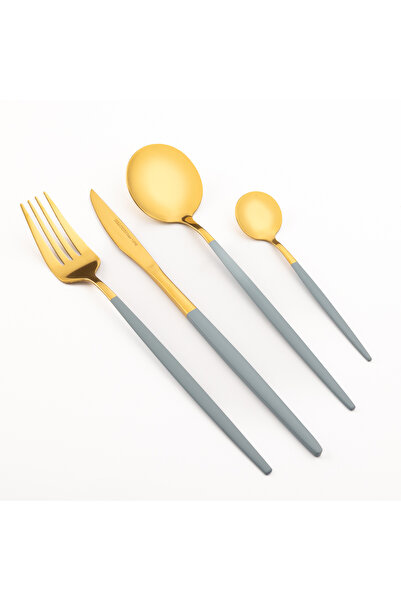 Malooki 24 Piece Cutlery Set, Gold Finish & Colored Handles