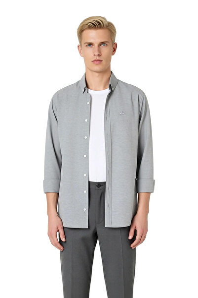 PayBuy Men's Regular Oxford Shirt Embroidery Detail Functional Durable Quality Comfortable Aesthetic Stylish