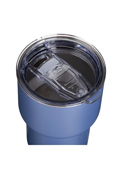 OEM Unique Matte Blue Metal Thermos Cup with Transparent Lid 400ml