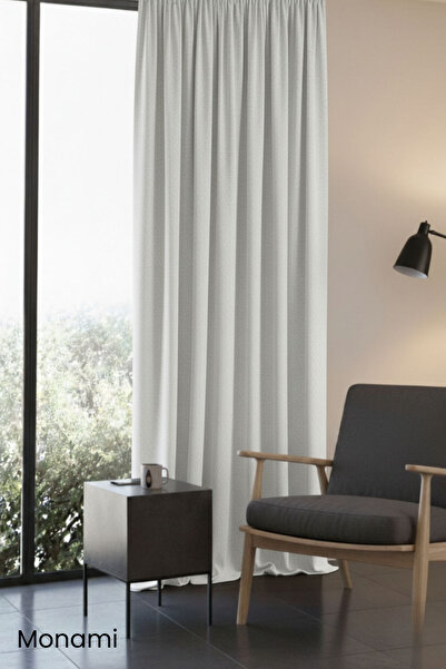 Monami Luxury First-Class Honeycomb Velvet Textured White Island Floor Curtain