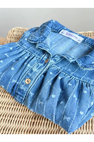 sobekidstore kız cocuk denim elbise günlük pamuklu mavi
