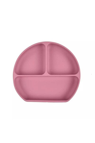 Generic طبق سيليكون 3 فواصل مع غطاء لتدريب الطفل على الأكل – وردي غامق