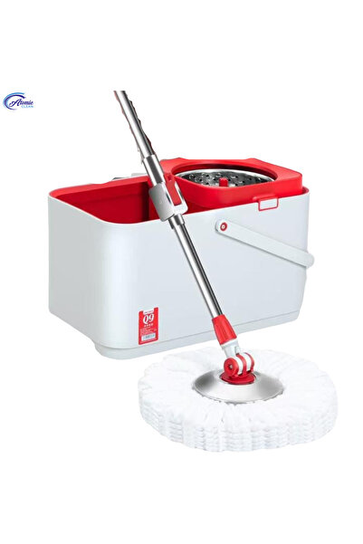 Atomic Clean Set mop rotativ profesional Q9 găleată cu centrifugă incorporată – oțel inoxidabil