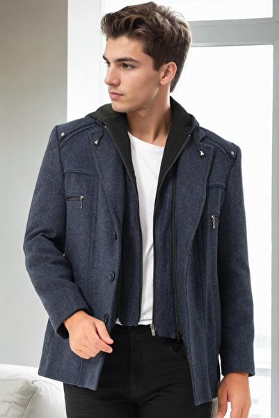 Dewberry K9532 Men's Coat-Diagonal Navy Blue